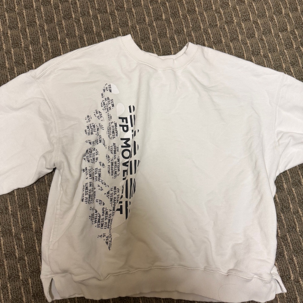 FP Movement by Free People White Crewneck Sweatshirt with Black Logo